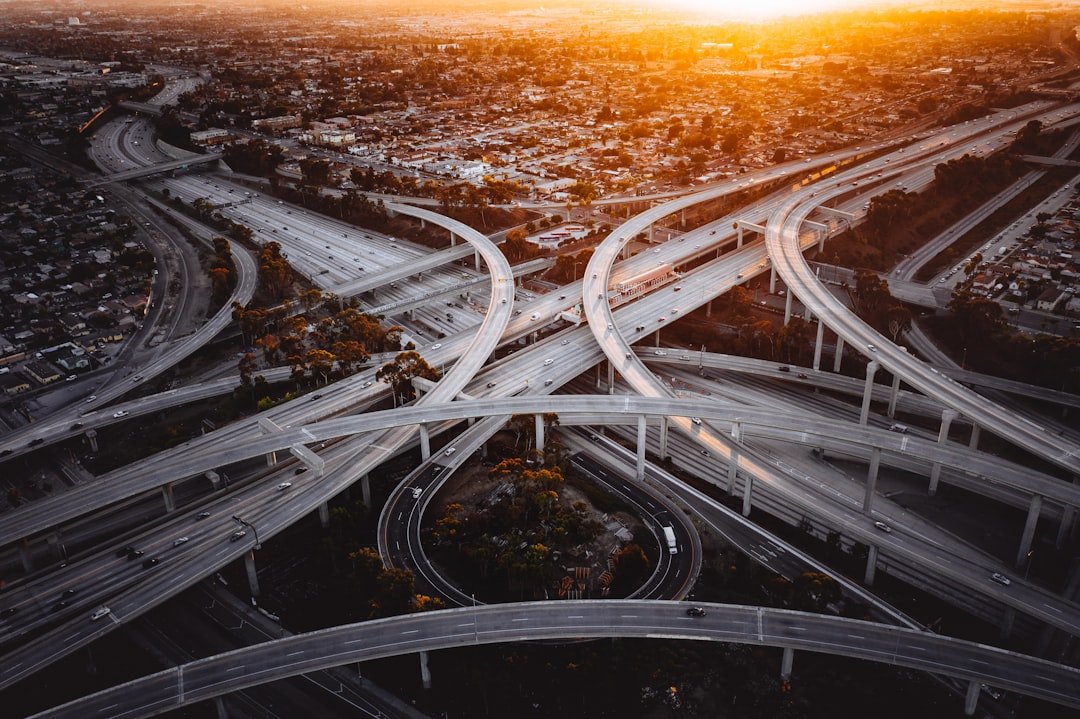 GA-400 highway interchange and busy Peachtree Road traffic in Buckhead Atlanta
