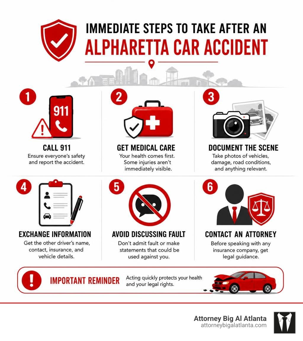 Immediate steps to take after an Alpharetta car accident infographic infographic