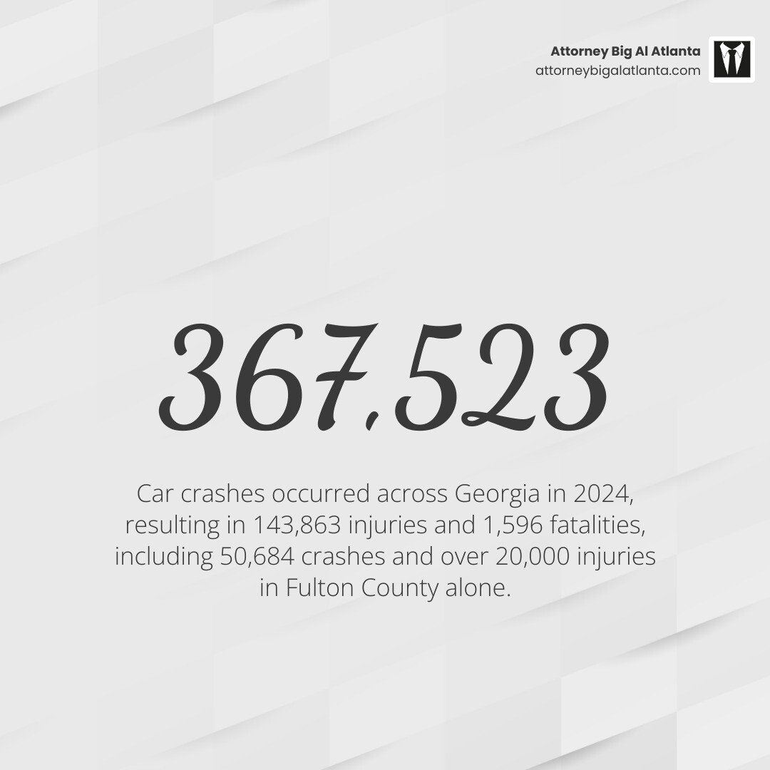 2024 Georgia crash statistics infographic showing fatalities, injuries, and Fulton County accident totals infographic