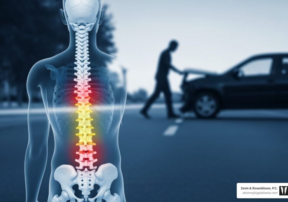 Daño en la columna vertebral de un accidente peatonal